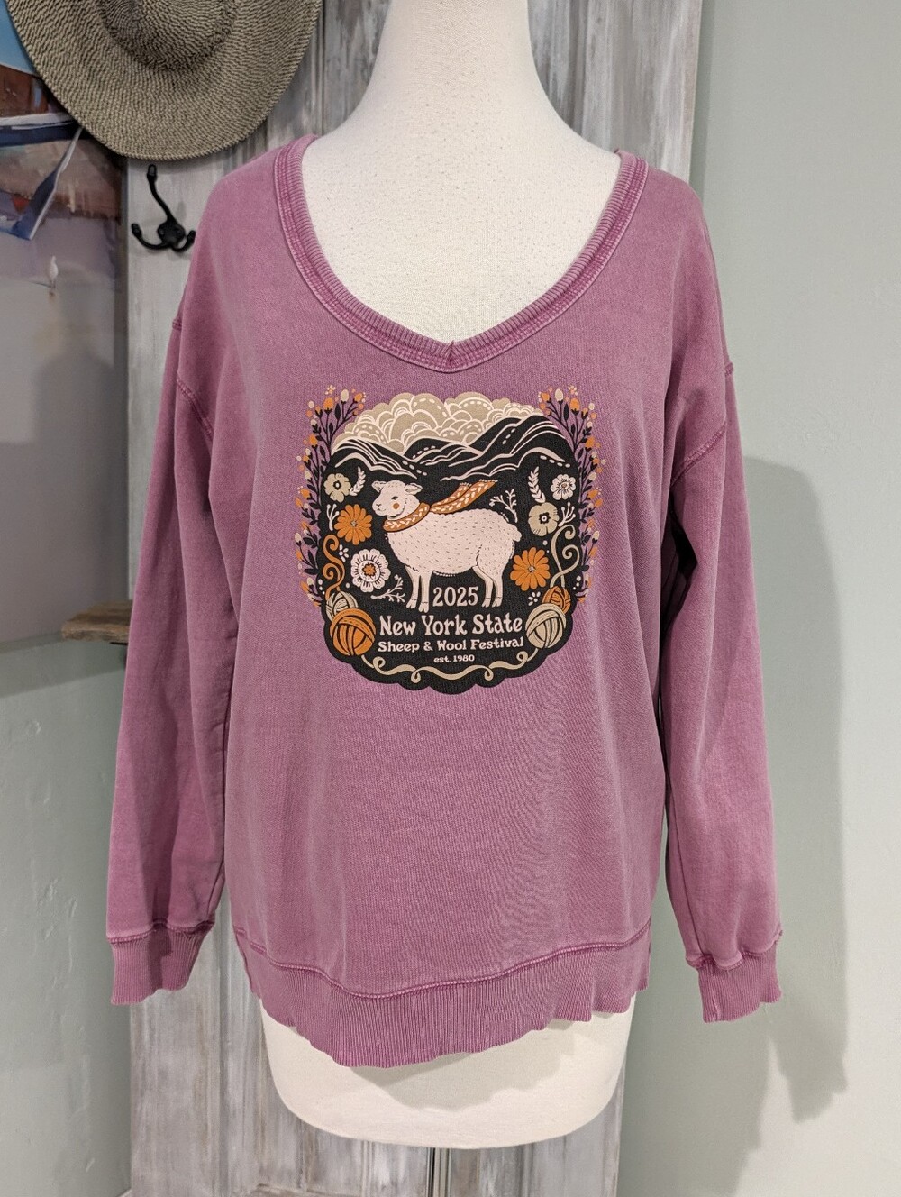 Sheep & Wool Festival Mauve V-Neck Sweatshirt